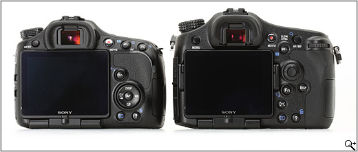 Sony SLT-A65 and SLT-A77 compared - rear view